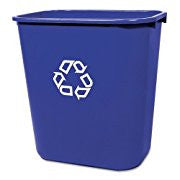 Trash Can -- Rubbermaid FG295673 Blue Medium Deskside Recycling Container with Universal Recycle Symbol, 28-1/8 qt Capacity, 14.4